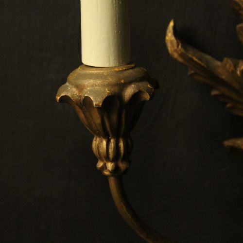 ITALIAN PAIR OF GILTWOOD TWIN ARM WALL LIGHTS - ADDITIONAL PHOTO 4