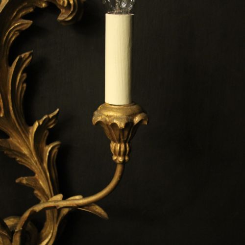 ITALIAN PAIR OF GILTWOOD TWIN ARM WALL LIGHTS - ADDITIONAL PHOTO 5