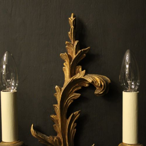ITALIAN PAIR OF GILTWOOD TWIN ARM WALL LIGHTS - ADDITIONAL PHOTO 7