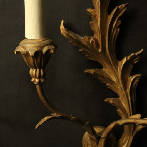 ITALIAN PAIR OF GILTWOOD TWIN ARM WALL LIGHTS - ADDITIONAL PHOTO 8