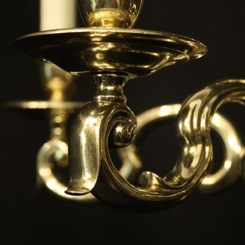 ENGLISH BRASS 5 LIGHT ANTIQUE CHANDELIER - ADDITIONAL PHOTO 3