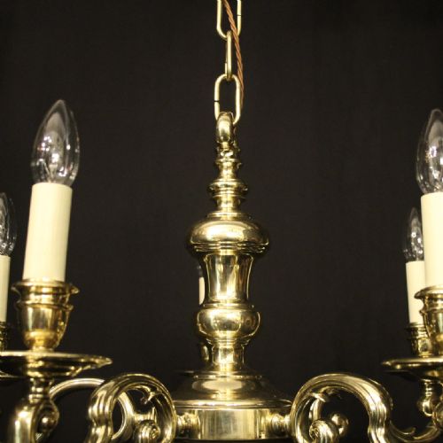 ENGLISH BRASS 5 LIGHT ANTIQUE CHANDELIER - ADDITIONAL PHOTO 7