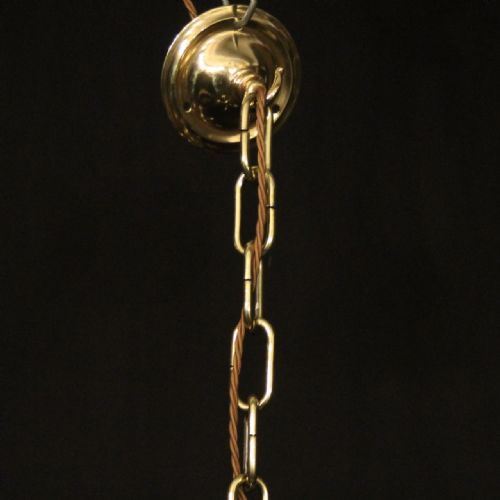 ENGLISH BRASS 5 LIGHT ANTIQUE CHANDELIER - ADDITIONAL PHOTO 9