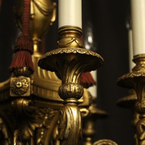 FRENCH GILDED BRONZE 8 LIGHT ANTIQUE CHANDELIER - ADDITIONAL PHOTO 3