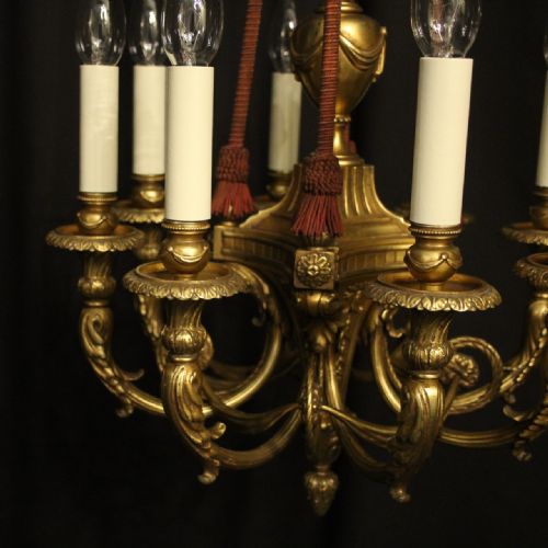 FRENCH GILDED BRONZE 8 LIGHT ANTIQUE CHANDELIER - ADDITIONAL PHOTO 4