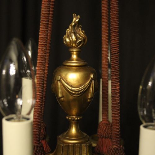 FRENCH GILDED BRONZE 8 LIGHT ANTIQUE CHANDELIER - ADDITIONAL PHOTO 6