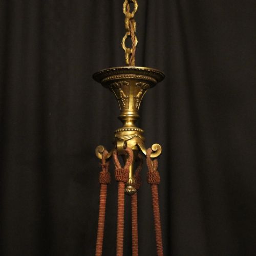 FRENCH GILDED BRONZE 8 LIGHT ANTIQUE CHANDELIER - ADDITIONAL PHOTO 8