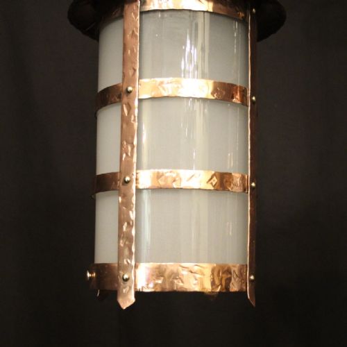 ENGLISH PAIR OF COPPER CONVEX SINGLE LIGHT ANTIQUE LANTERNS - ADDITIONAL PHOTO 5