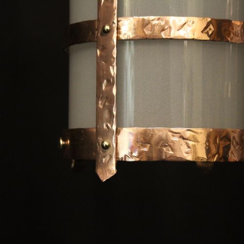ENGLISH PAIR OF COPPER CONVEX SINGLE LIGHT ANTIQUE LANTERNS - ADDITIONAL PHOTO 6