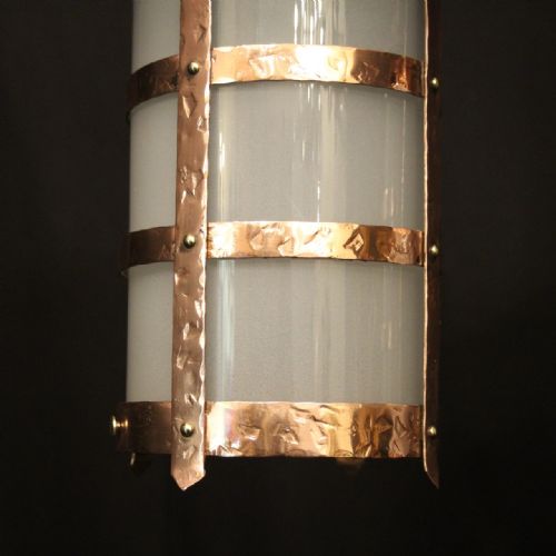 ENGLISH PAIR OF COPPER CONVEX SINGLE LIGHT ANTIQUE LANTERNS - ADDITIONAL PHOTO 7