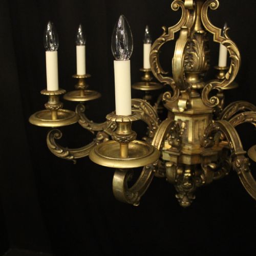 FRENCH 19TH CENTURY LARGE GILDED BRONZE 8 LIGHT ANTIQUE CHANDELIER - ADDITIONAL PHOTO 1