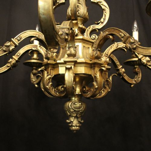 FRENCH 19TH CENTURY LARGE GILDED BRONZE 8 LIGHT ANTIQUE CHANDELIER - ADDITIONAL PHOTO 4