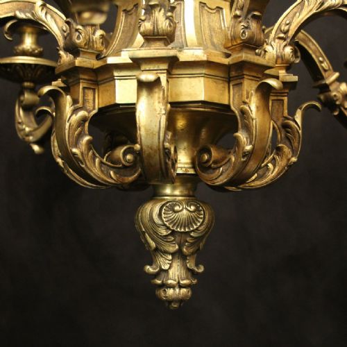 FRENCH 19TH CENTURY LARGE GILDED BRONZE 8 LIGHT ANTIQUE CHANDELIER - ADDITIONAL PHOTO 5