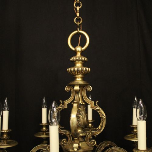 FRENCH 19TH CENTURY LARGE GILDED BRONZE 8 LIGHT ANTIQUE CHANDELIER - ADDITIONAL PHOTO 7