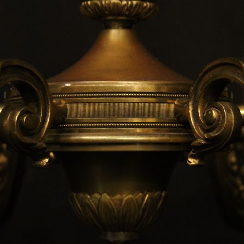 FRENCH PAIR OF GILDED BRONZE 6 LIGHT ANTIQUE CHANDELIERS - ADDITIONAL PHOTO 7