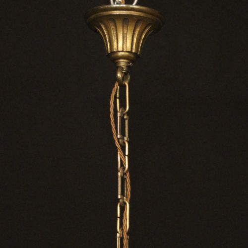 FRENCH PAIR OF GILDED BRONZE 6 LIGHT ANTIQUE CHANDELIERS - ADDITIONAL PHOTO 8