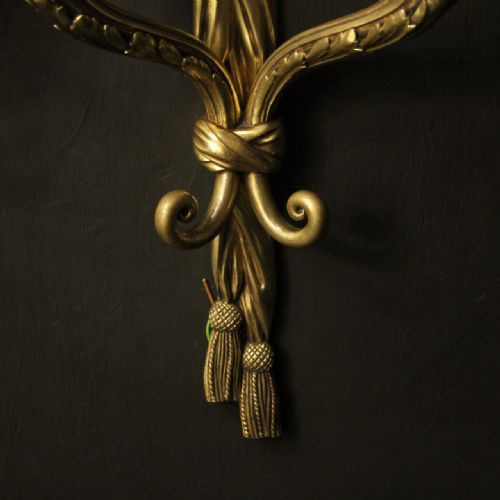 FRENCH PAIR OF GILDED BRONZE ANTIQUE WALL SCONCES - ADDITIONAL PHOTO 7