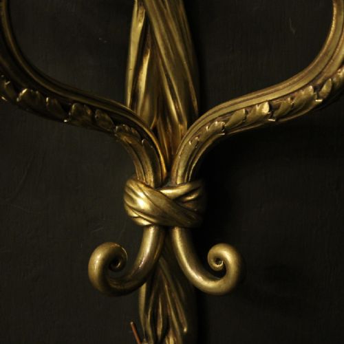 FRENCH PAIR OF GILDED BRONZE ANTIQUE WALL SCONCES - ADDITIONAL PHOTO 8