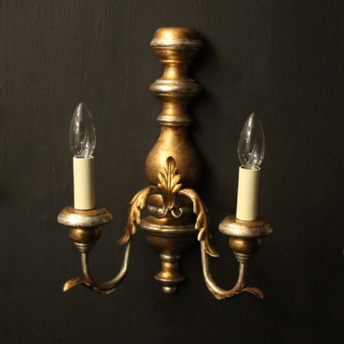 ITALIAN PAIR OF SILVER GILT TWIN ARM WALL LIGHTS - ADDITIONAL PHOTO 1