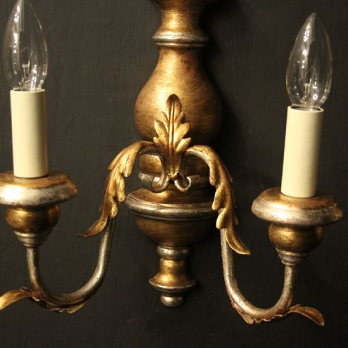 ITALIAN PAIR OF SILVER GILT TWIN ARM WALL LIGHTS - ADDITIONAL PHOTO 2
