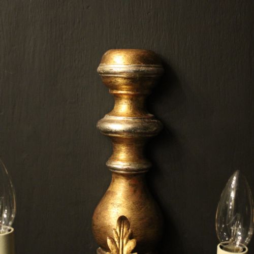 ITALIAN PAIR OF SILVER GILT TWIN ARM WALL LIGHTS - ADDITIONAL PHOTO 7