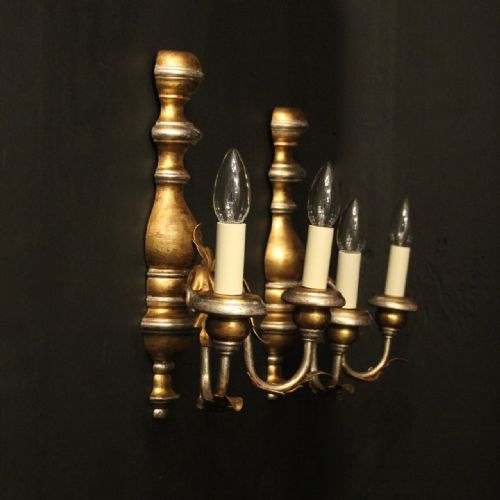 ITALIAN PAIR OF SILVER GILT TWIN ARM WALL LIGHTS - ADDITIONAL PHOTO 9