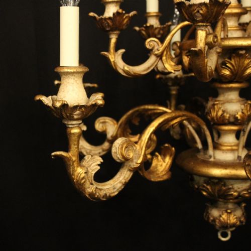 FLORENTINE 12 LIGHT POLYCHROME WOODEN CHANDELIER - ADDITIONAL PHOTO 1
