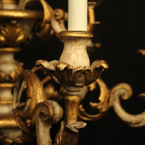 FLORENTINE 12 LIGHT POLYCHROME WOODEN CHANDELIER - ADDITIONAL PHOTO 3