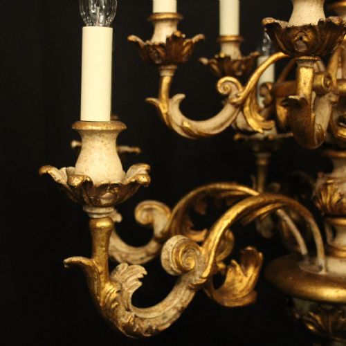 FLORENTINE 12 LIGHT POLYCHROME WOODEN CHANDELIER - ADDITIONAL PHOTO 5