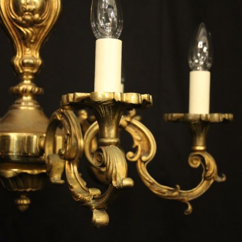 FRENCH GILDED BRONZE 6 LIGHT ANTIQUE CHANDELIER - ADDITIONAL PHOTO 1