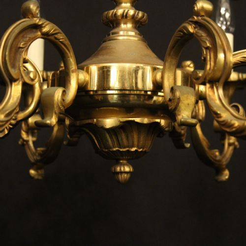 FRENCH GILDED BRONZE 6 LIGHT ANTIQUE CHANDELIER - ADDITIONAL PHOTO 7