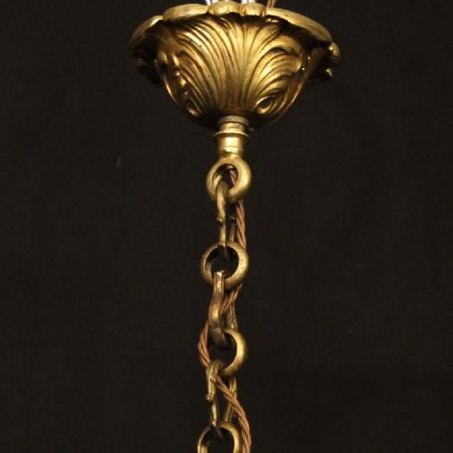 FRENCH GILDED BRONZE 6 LIGHT ANTIQUE CHANDELIER - ADDITIONAL PHOTO 9