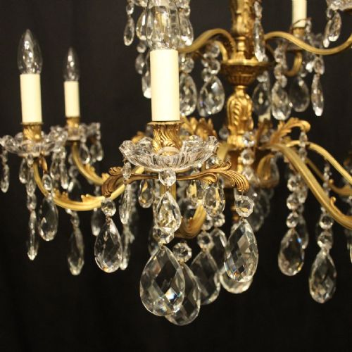 ITALIAN 12 LIGHT GILDED CRYSTAL ANTIQUE CHANDELIER - ADDITIONAL PHOTO 1