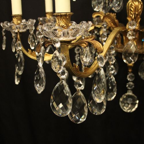 ITALIAN 12 LIGHT GILDED CRYSTAL ANTIQUE CHANDELIER - ADDITIONAL PHOTO 2