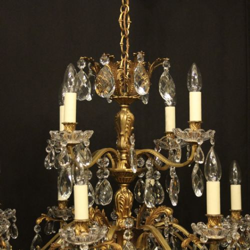 ITALIAN 12 LIGHT GILDED CRYSTAL ANTIQUE CHANDELIER - ADDITIONAL PHOTO 7