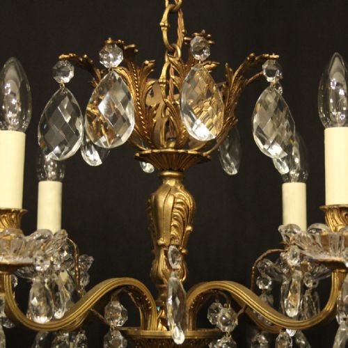 ITALIAN 12 LIGHT GILDED CRYSTAL ANTIQUE CHANDELIER - ADDITIONAL PHOTO 8