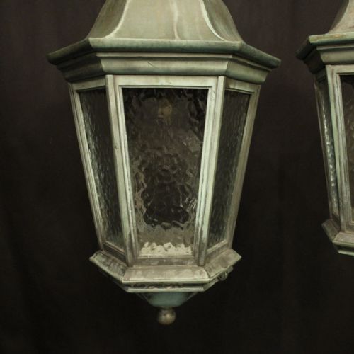 ENGLISH PAIR OF 19TH C BRONZE ANTIQUE LANTERNS - ADDITIONAL PHOTO 1