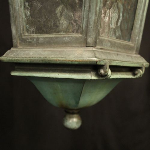 ENGLISH PAIR OF 19TH C BRONZE ANTIQUE LANTERNS - ADDITIONAL PHOTO 4