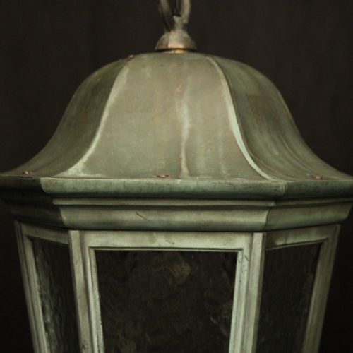 ENGLISH PAIR OF 19TH C BRONZE ANTIQUE LANTERNS - ADDITIONAL PHOTO 5
