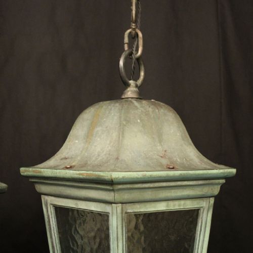 ENGLISH PAIR OF 19TH C BRONZE ANTIQUE LANTERNS - ADDITIONAL PHOTO 7