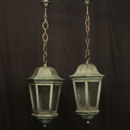 ENGLISH PAIR OF 19TH C BRONZE ANTIQUE LANTERNS - ADDITIONAL PHOTO 8