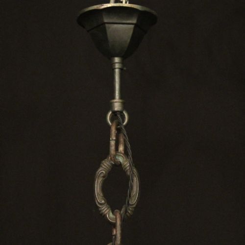 ENGLISH PAIR OF 19TH C BRONZE ANTIQUE LANTERNS - ADDITIONAL PHOTO 9