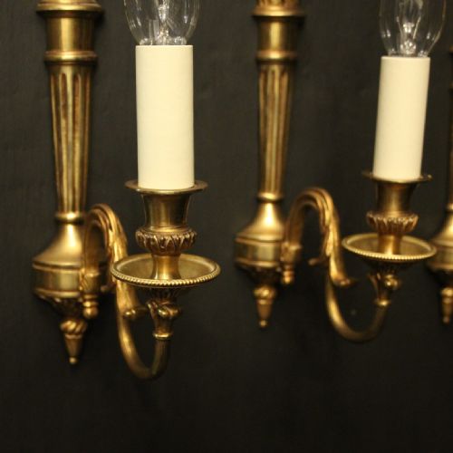 FRENCH SET OF 3 GILDED EMPIRE ANTIQUE WALL LIGHTS - ADDITIONAL PHOTO 1