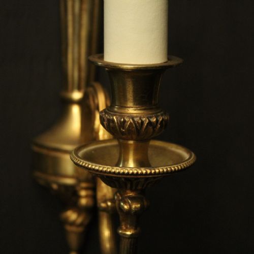 FRENCH SET OF 3 GILDED EMPIRE ANTIQUE WALL LIGHTS - ADDITIONAL PHOTO 4