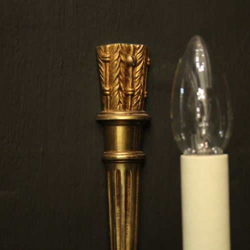 FRENCH SET OF 3 GILDED EMPIRE ANTIQUE WALL LIGHTS - ADDITIONAL PHOTO 7