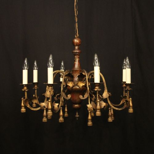 florentine 8 light polychrome antique chandelier - CATEGORY: ANTIQUE LIGHTING - DATED 1900