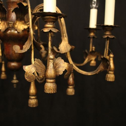 FLORENTINE 8 LIGHT POLYCHROME ANTIQUE CHANDELIER - ADDITIONAL PHOTO 1