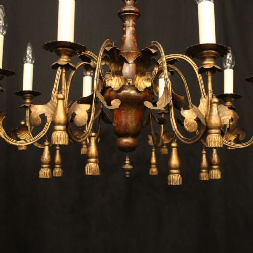 FLORENTINE 8 LIGHT POLYCHROME ANTIQUE CHANDELIER - ADDITIONAL PHOTO 3