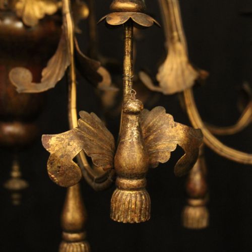 FLORENTINE 8 LIGHT POLYCHROME ANTIQUE CHANDELIER - ADDITIONAL PHOTO 4