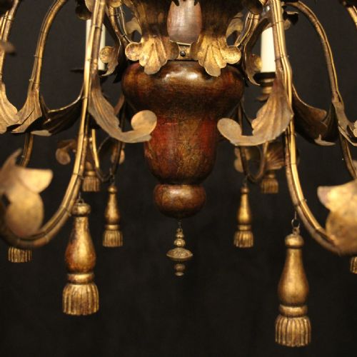 FLORENTINE 8 LIGHT POLYCHROME ANTIQUE CHANDELIER - ADDITIONAL PHOTO 5